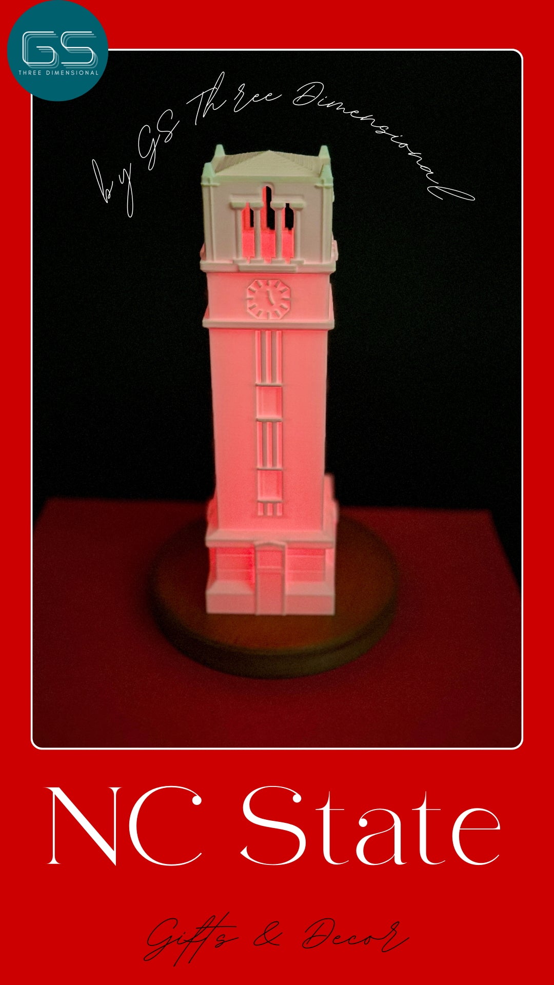 NC State lamp with a red LED light.