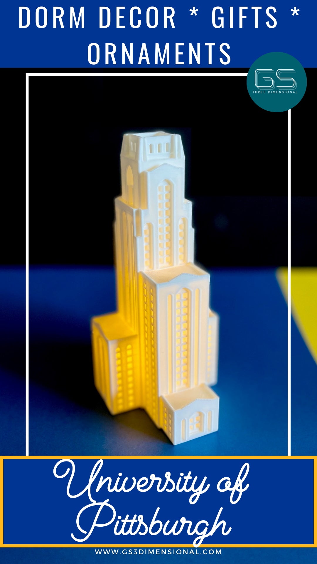 Pitt dorm decor inspired by the Cathedral of learning building.