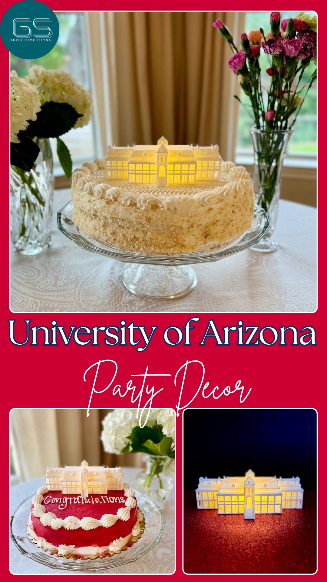 university of Arizona party decor designed as the Old Main building on campus.