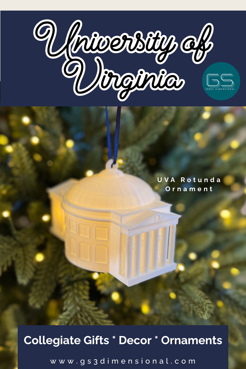 The UVA ornament designed as the rotunda building and including an LED light.