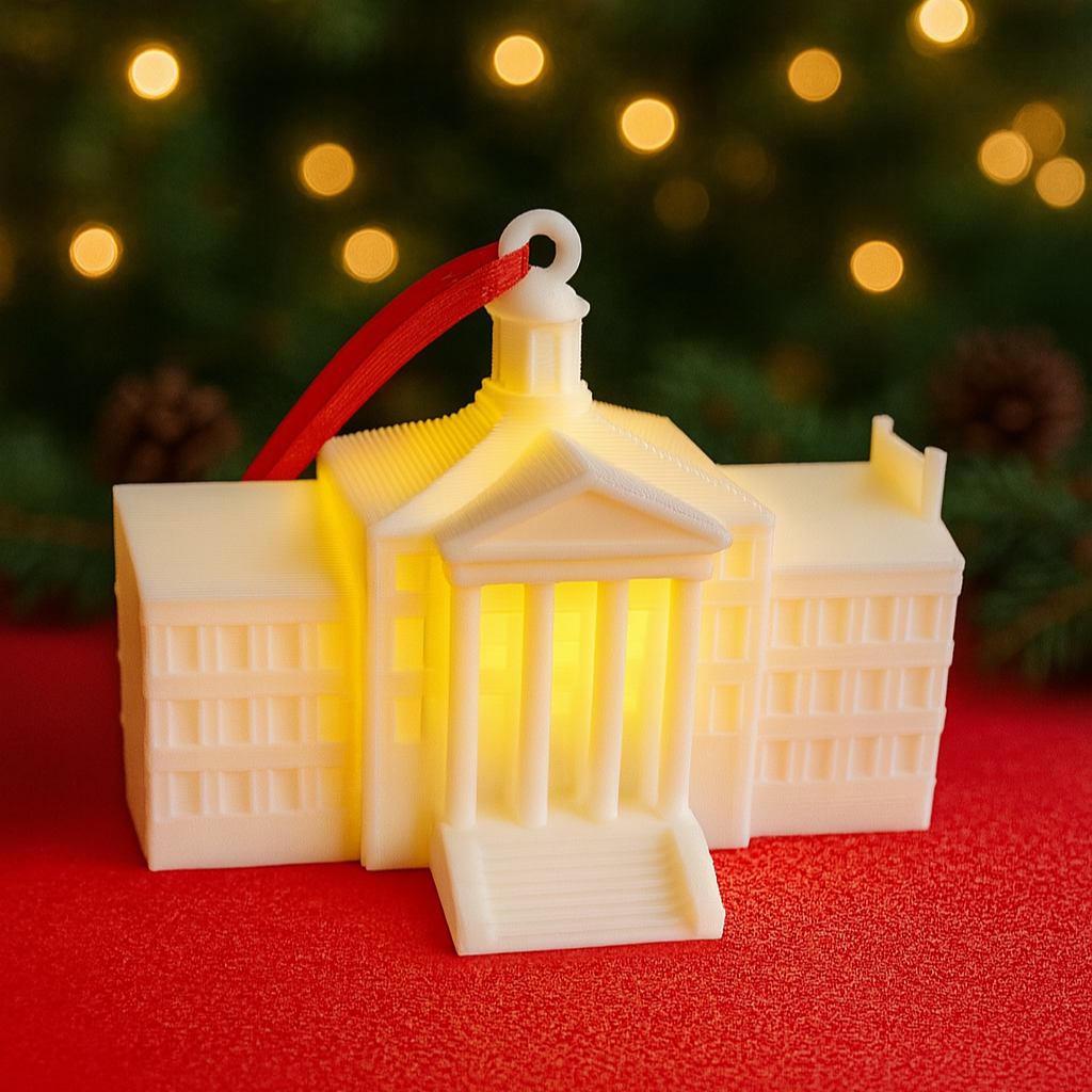 The Wittenberg Ornament of the Myers Hall building on campus, perfect for students or alumni